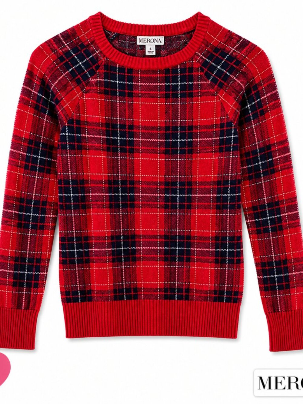 Merona - Women's Soft Red Plaid Sweater - Sz S - EUC